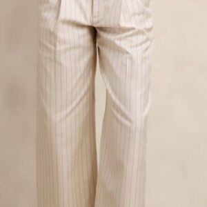 Banana Republic linen tan pants with pin stripes